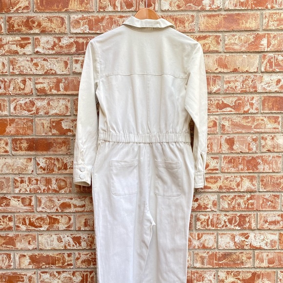 NWT Sandy Liang White Cream Utility Denim Jumpsuit Size 0 - Picture 8 of 14